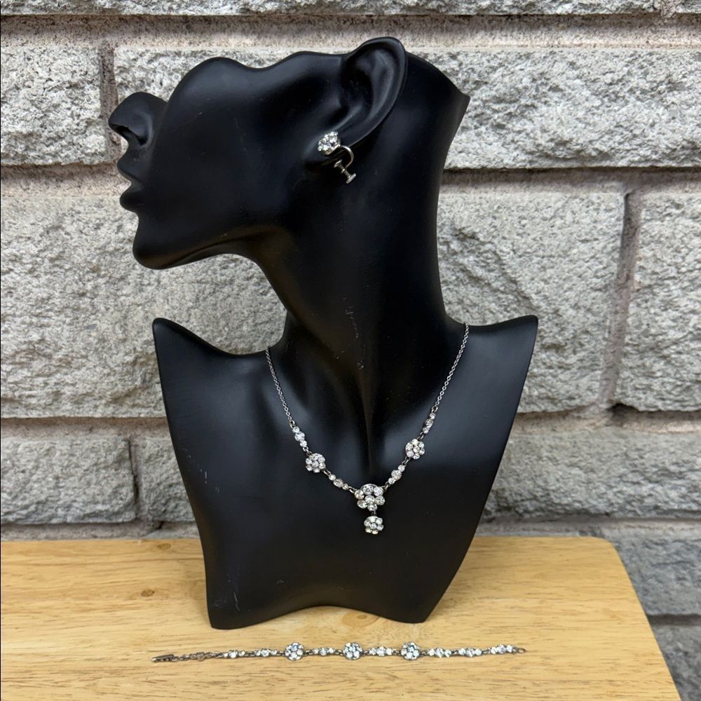 Elegant vintage Anthony Sterling Silver 925 clear gems Jewelry Set